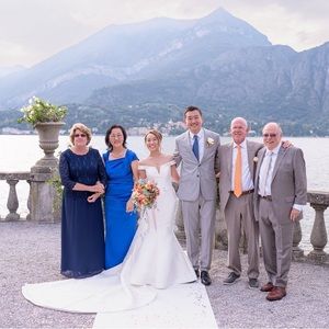 Blue Talbot Runhof satin Duchesse gown